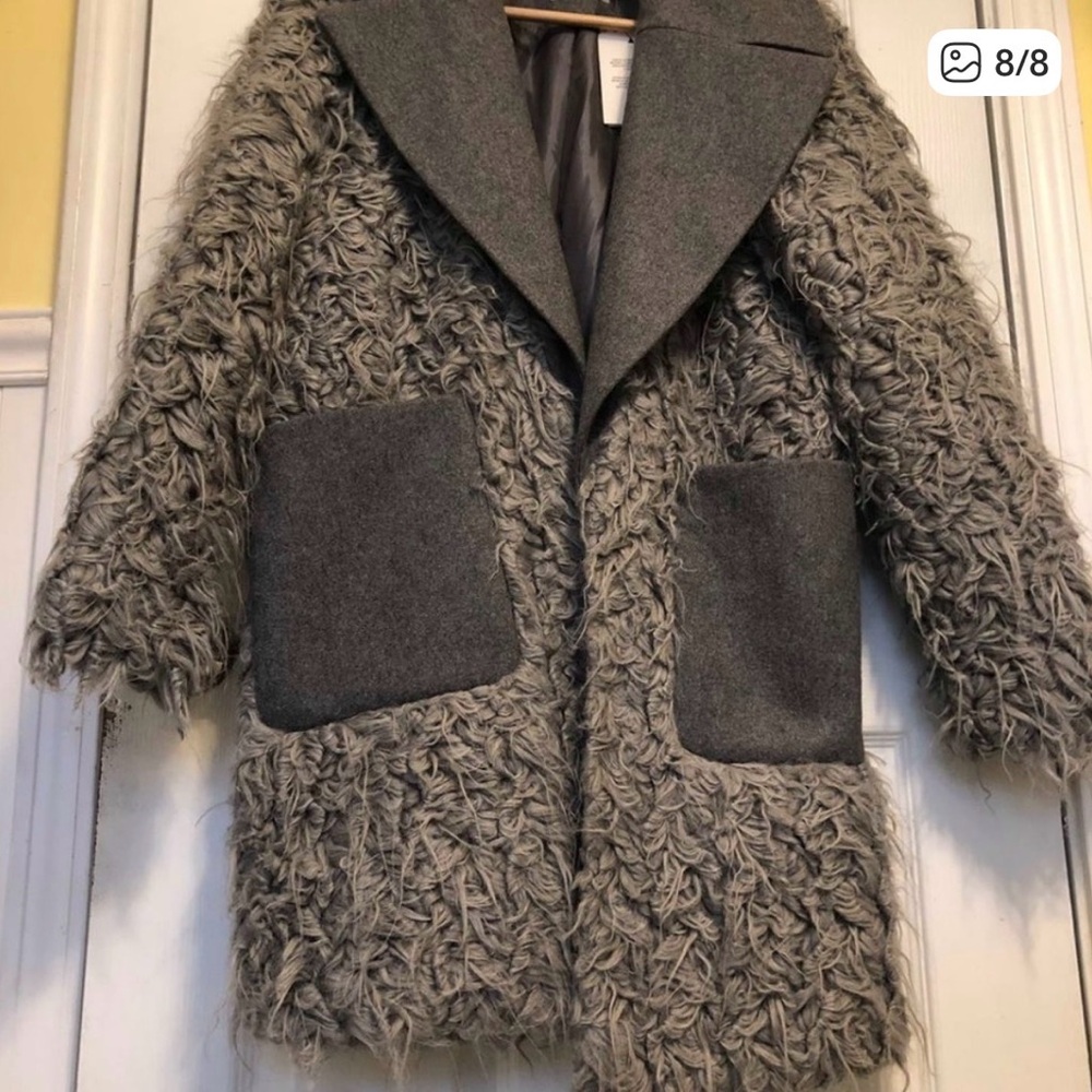 NWT ASOS Gray Teddy Jacket with Faux Fur